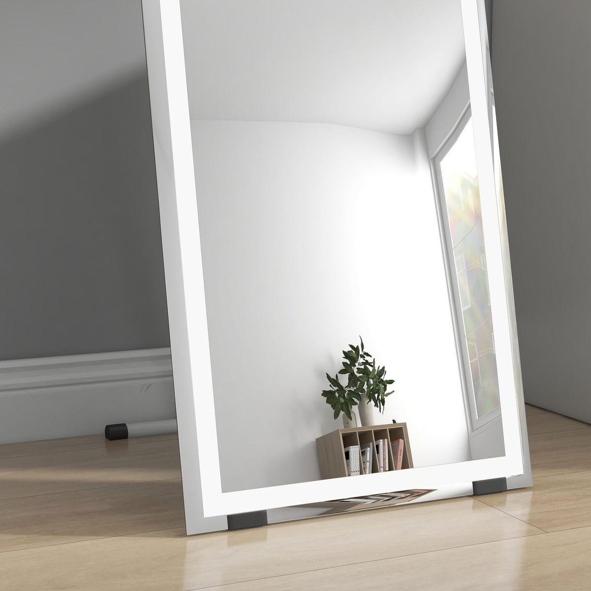 Full Length Mirror, 40x150cm LED Standing Wall, White