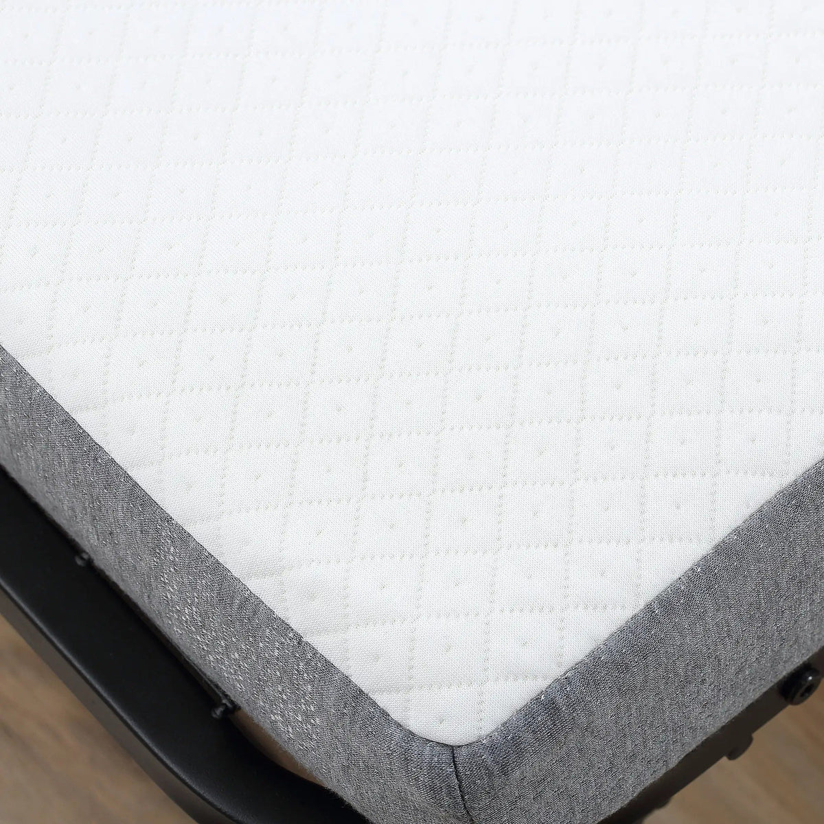 Guest Bed Folding Bed with Wheels, Steel and Foam, 200x75x42.5cm - White/Black