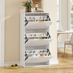 Narrow Shoe Cabinet 3 Doors 60x24x114cm - White