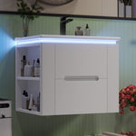 Wall-Mounted Bathroom Cabinet with LED Sensor Lighting and Integrated Sink, White