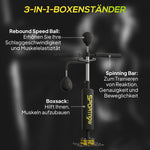 sportnow boxing stand, two speedballs, rotating boxing bar, kick pad, height-adjustable, steel, black