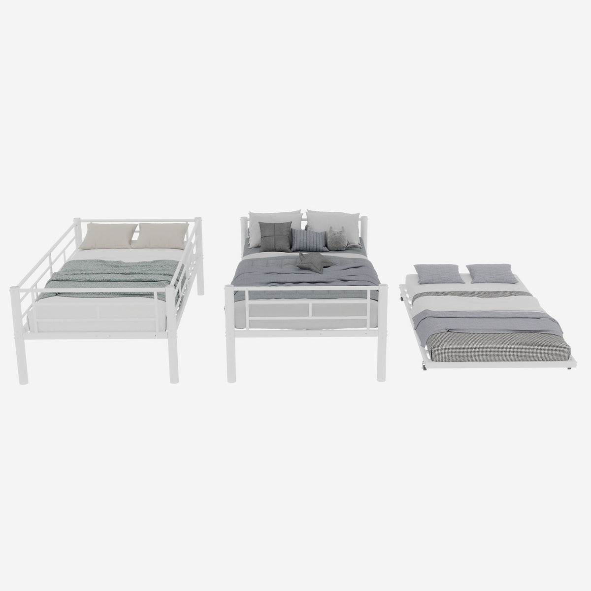 Meta Twin over Twin Bunk Bed, Heavy-Duty Stable Low Noise Safety Railing, Metal