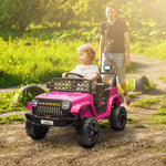 Children's Electric Car, 12V 2 Motors with Remote Control and LED Music, Pink