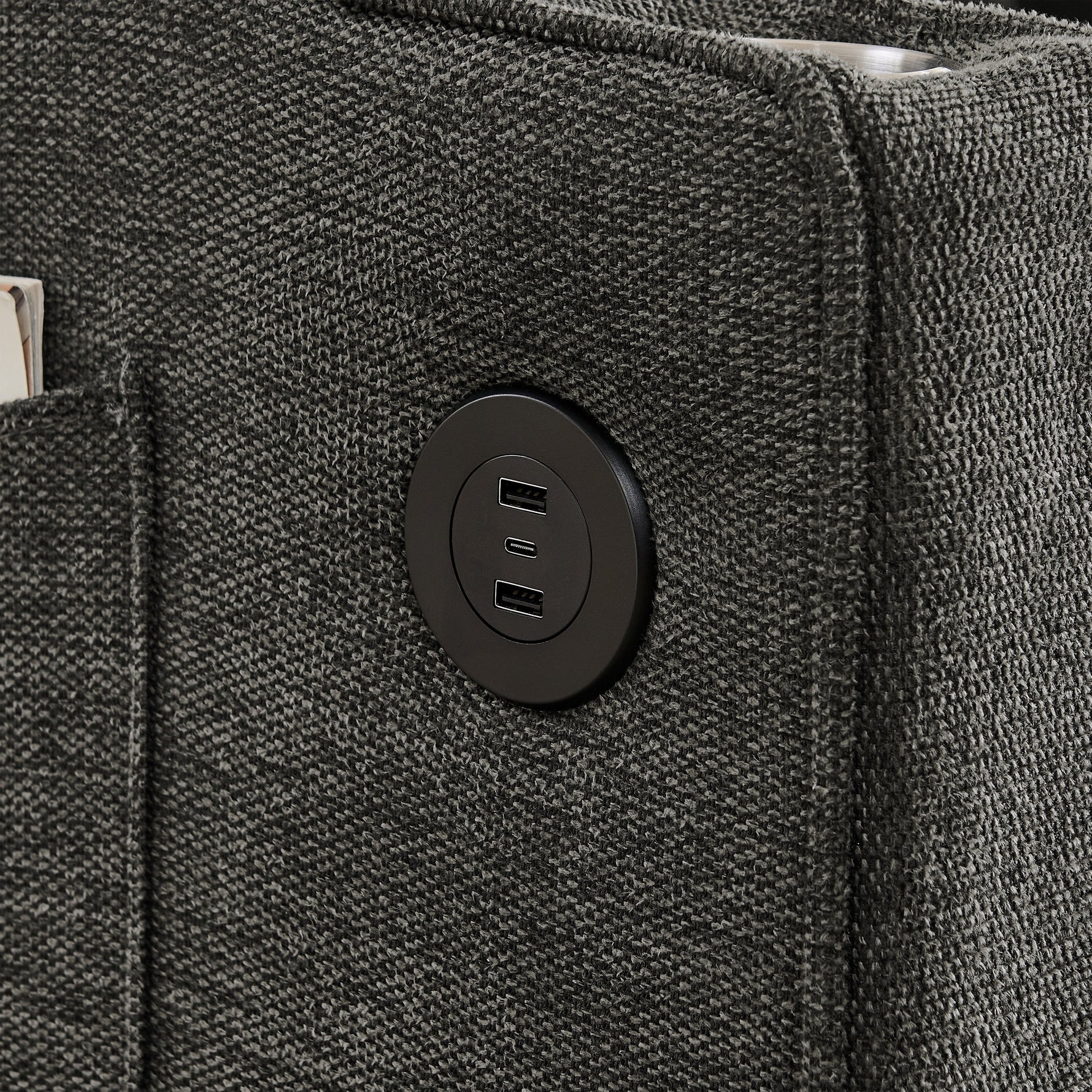 3-in-1 Sofa Bed Slide-to-Transform USB Charging - Gray