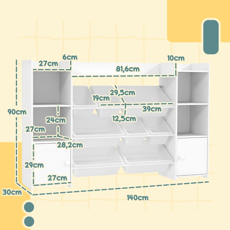 Children's Storage Shelf & Toy Organizer, 8 Removable Boxes, White
