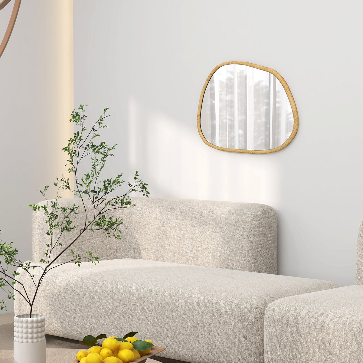 Wall Mirror Asymmetrical, Bathroom Living Room Hallway Bedroom, Wooden
