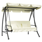 Outsuuny 2-in-1 Hollywood Swing Reclining 3-Seater Garden Lounger, Cream White