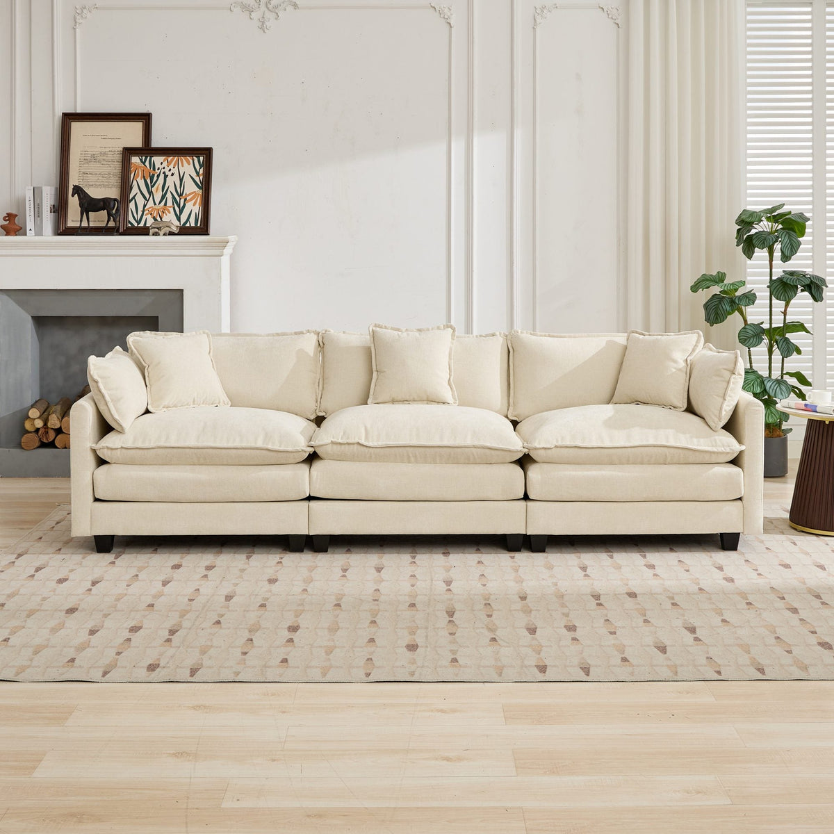 Cloud Sofa One Seat Modern Sectional Upholstered Cushion - Chenille Beige