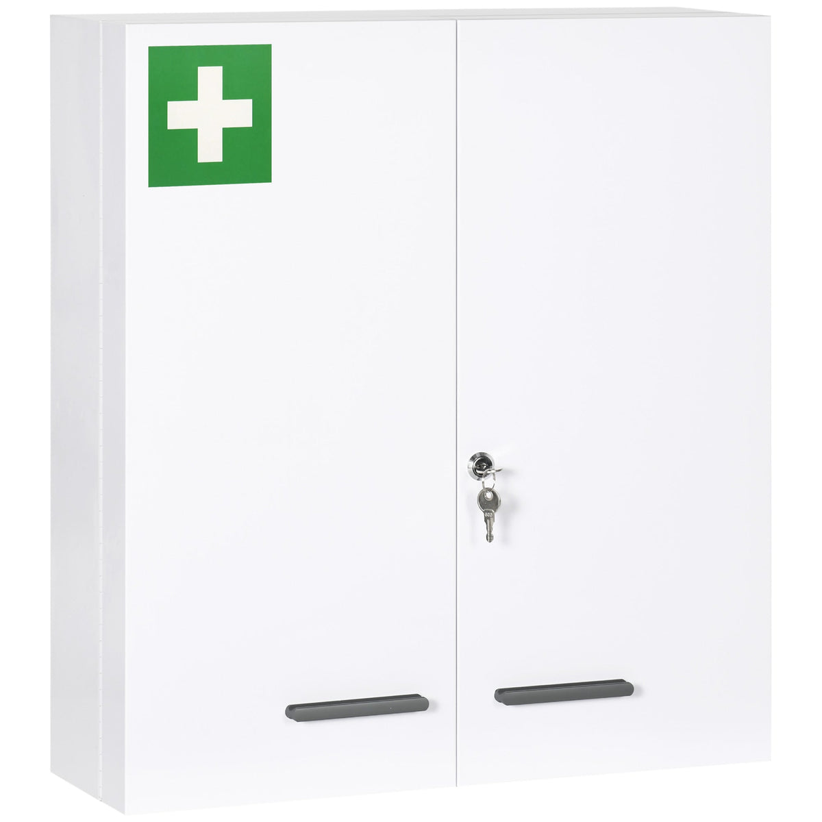 Medicine Cabinet 2-Door 6 Shelves Wall-Mounted Steel White 55x18x60cm