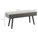 Upholstered Bench - Velvet Look, X-Pattern, 100x36x45 cm - Grey