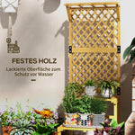 Wooden Plant Stand, 2 Levels, Trellis, Fir Wood