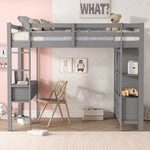 Loft Bed 140x200cm Storage Drawers Under-Bed Desk - Grey