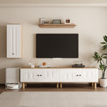 Wall Unit, Highboard Cabinets Shelf, White Wood