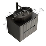 Floating Bathroom Vanity Unit with Oval Sink and Sintered Stone Top, Dark Grey