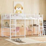 Loft Bed 90x200cm with Desk & Double Staircase, White