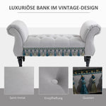 Bench Upholstered Bed Stool Wooden, Grey Polyester