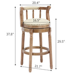 Cow Top Leather Bar Stools 360° Swivel with Backs, Bar/Counter Height - Wooden