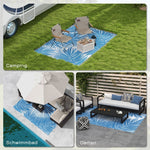 Reversible Rug, 182x274cm Outdoor Camping Patio, Blue Plastic