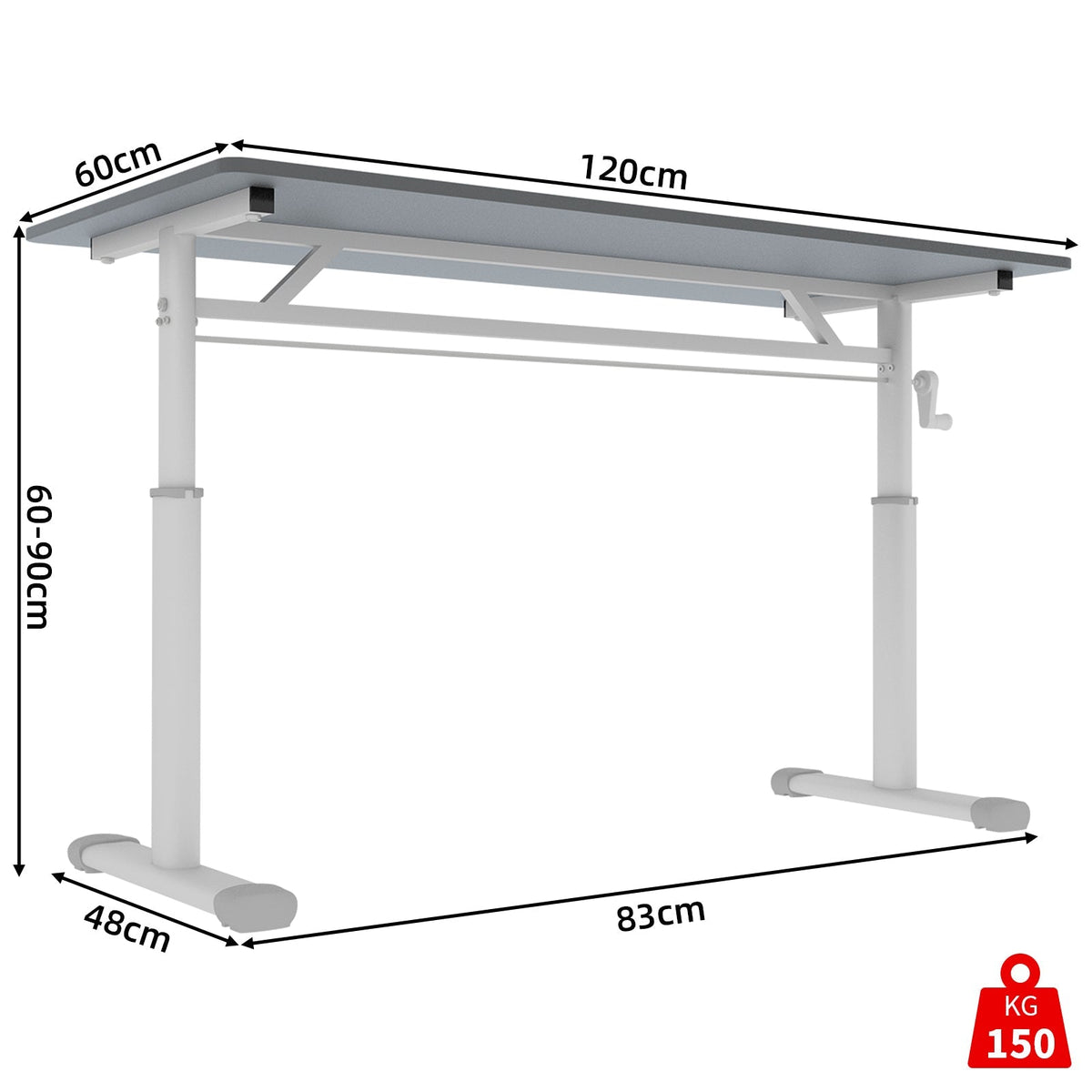 Adjustable Study Desk, Height-Adjustable Multi-Purpose Compact Home/Office Desk