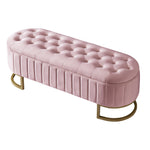 Storage Bench and Footstool with Storage Space, 120 x 40 cm, Pink Velvet Fabric