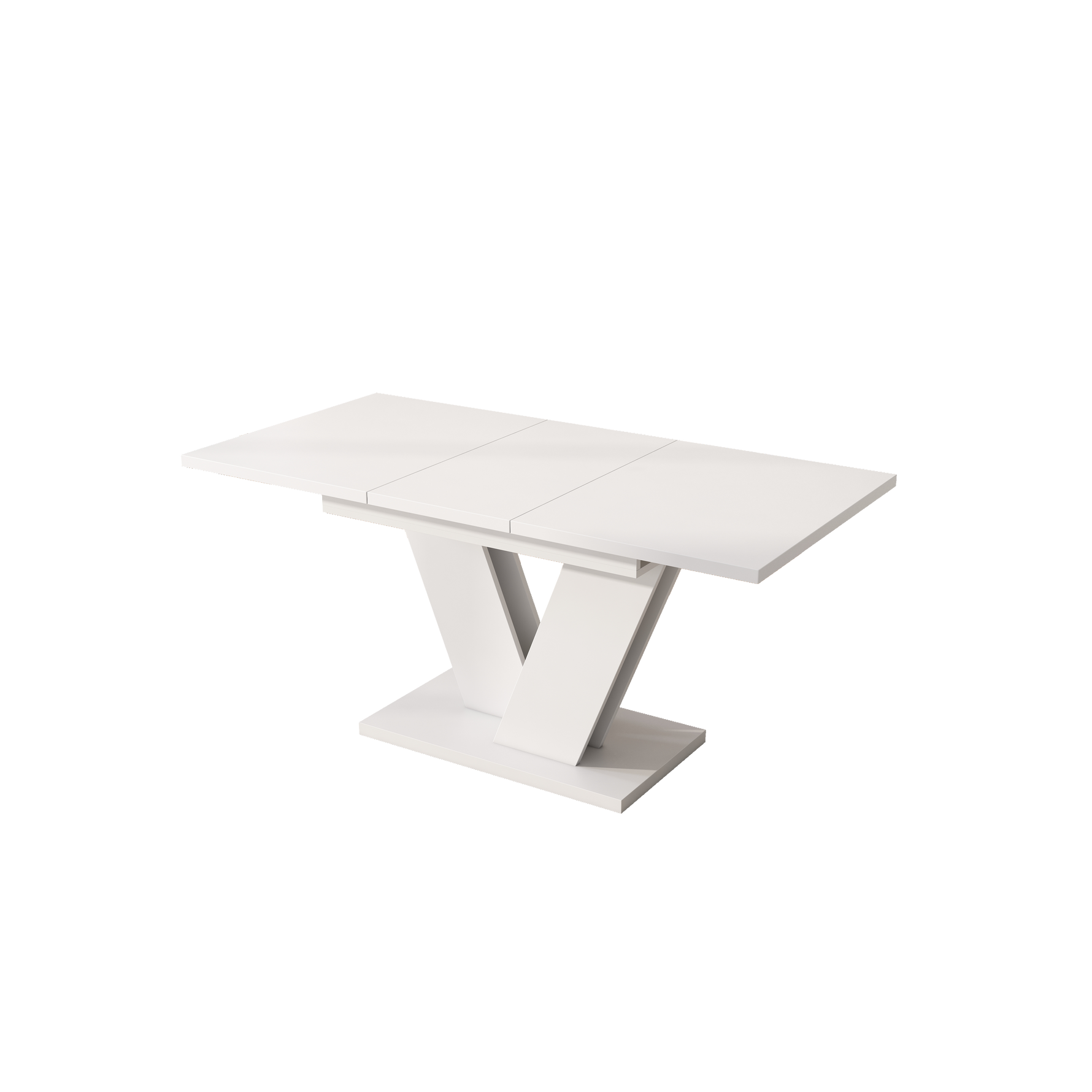Extendable Dining Table, Rectangular V-Leg for 4-6 People, White