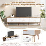Vintage TV Low Panel Wooden Cabinet/Table 150*35*39cm, Light Wood/White
