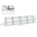 Tunnel Greenhouse, 4 Zippered Windows, Steel Frame, Robust Tarpaulin, Transparent
