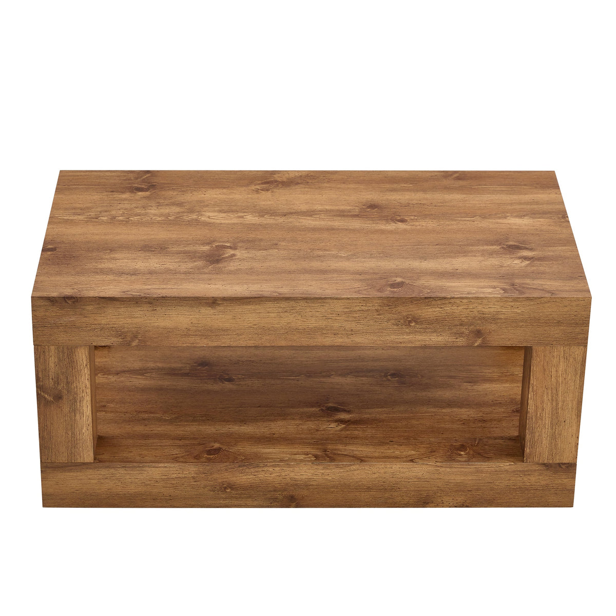 Modern 2-Tiered Coffee Table with Rectangular Open Storage Shelf, MDF