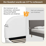 Upholstered Double Bed 180x200cm with Hydraulic Storage and Slatted Base, Beige Bouclé