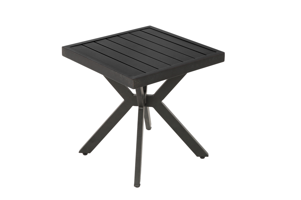 Outdoor Aluminum Square Side Table End Table, Weather Resistant, Dark Brown