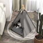 Pet Teepee Tent, Removable Washable Cushion Non-Slip, Grey