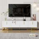 TV Cabinet Lowboard Textured Door Gold Handles and Feet