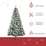 Artificial Christmas Tree, 800 Branches, 61 Cones, Snowy Tips, Fireproof, 180 cm