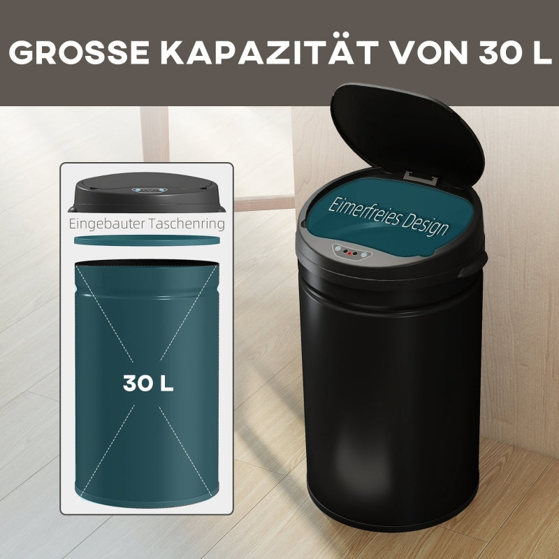 Sensor Waste Bin, 30L Touchless Soft-Close, Stainless Steel
