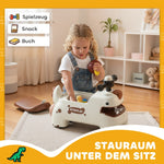 Dinosaur Push Car with Steering Wheel, Lights and Sounds, Cream White and Brown
