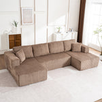 Modern U-Type Leisure Sofa with Modular Non-Assemble Design and Lounge Chairs, Lamp Fabric