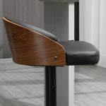 Bar Stools, Swivel Height-Adjustable with Footrest, Faux Leather Wood