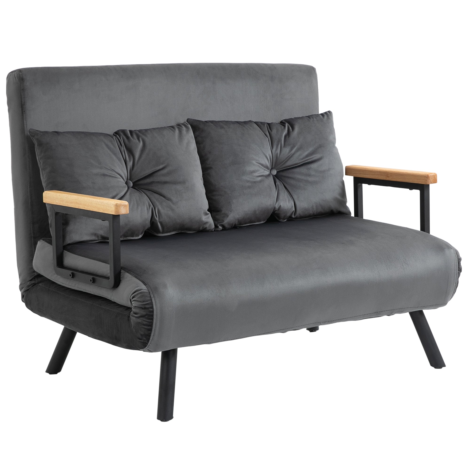 Sofa Bed, Storage Function Velvet Back Cushions, Dark Grey (102x73x81 cm)