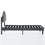 Twin Size Upholstered Platform Bed Frame, 90x200cm, Gray Velvet