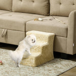 Dog Stairs, 3-Step 35 cm, Plush Look, Beige