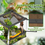 Glass Terrarium, Raised Waterproof Base with Button Lock, for Reptiles