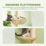 Cat Tree, Ceiling-High Sisal Rope Posts, Engineered Wood, Oak+Cream White