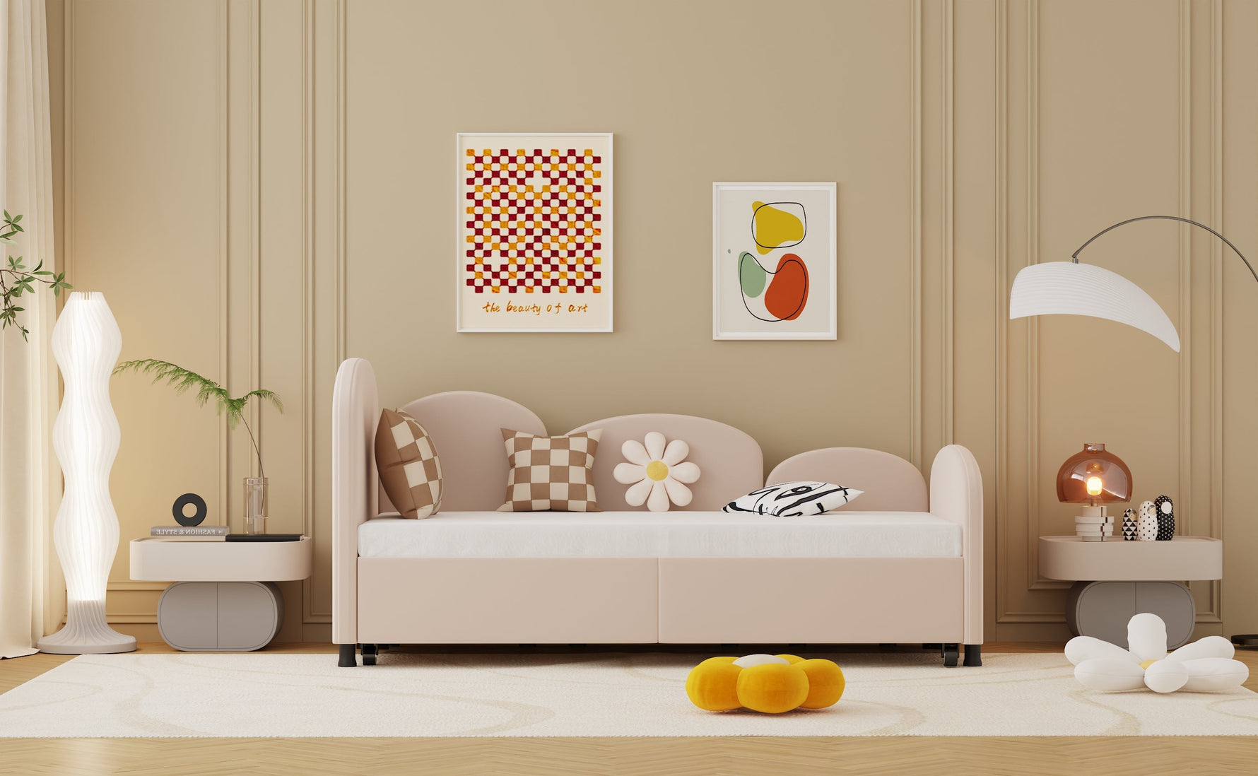 SOFTSEA Twin Size Daybed, Velvet Upholstered with Storage Drawers