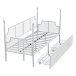 Iron Sofa Bed, 90x200 Vintage Mesh with Storage, White