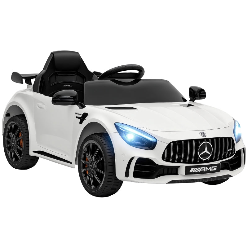 Electric Ride-On Car, Mercedes 3-5 km/h, Remote Control, White