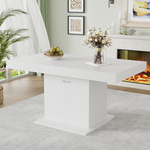 Extendable Dining Table with Storage and Automatic Telescopic Function, White