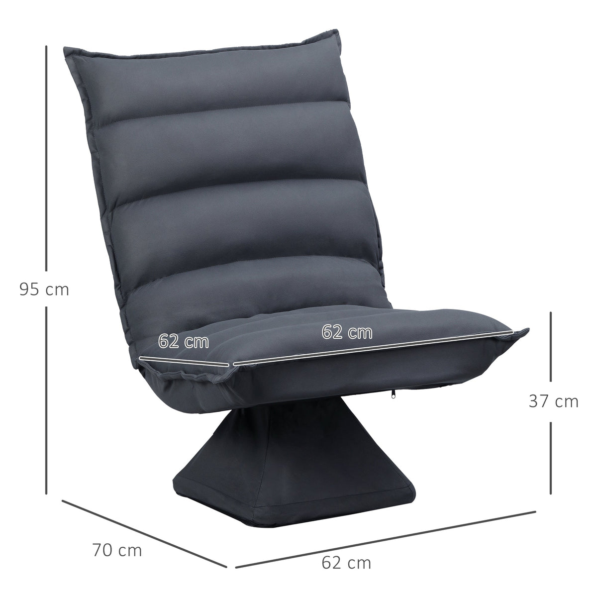 Relaxing Chair Floor Sofa, 360° Rotatable, 5-Level Adjustable Backrest, Dark Grey Steel