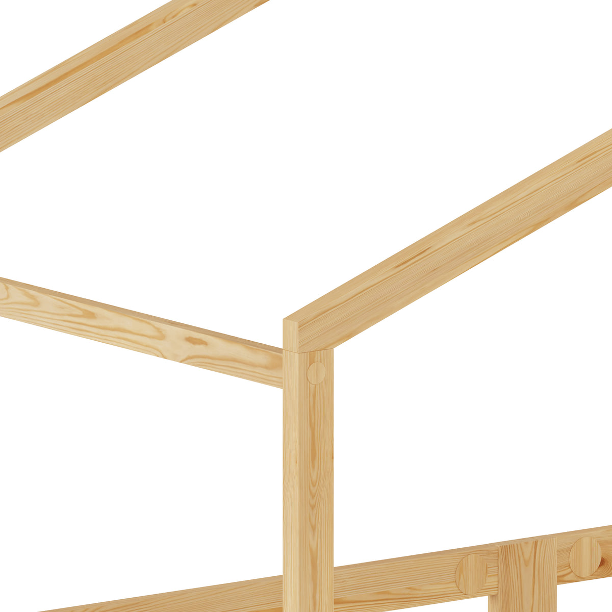 Children's House Bed 90x200cm Roof Design, Natural Solid Pine