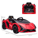 Lamborghini SIAN Ride-On Car with 12V Electric SUV and Remote Control, Red Metal