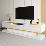 Modern TV Cabinet, 3 Drawers Open Compartment LED Lights 180x38x45cm, High Gloss